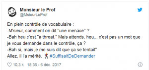 MonsieurLeProf tweet sur ses élèves qui trichent